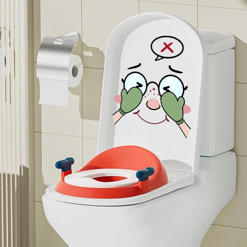 Cartoon Expression Toilet Seat Sticker Funny Removable PVC Waterproof Wall Decal For Bathroom Home Decor Self-Adhesive Toilet Lid Cover Sticker