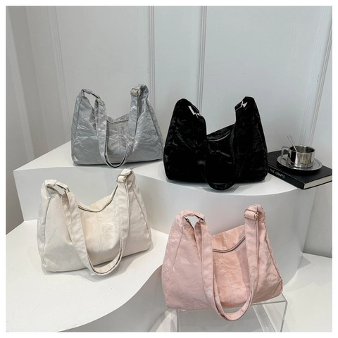 Damen Schultertasche Mit Großer Kapazität Aus Plissee PU Leder Minimalistische Weiche Tote Trendy Sommer Hobo Tasche