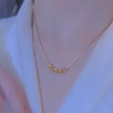 Collana In Acciaio Inossidabile Per Donna Minimalista Perle Dorate Sfaccettate Ciondolo Catena Clavicola Gioielli Moda