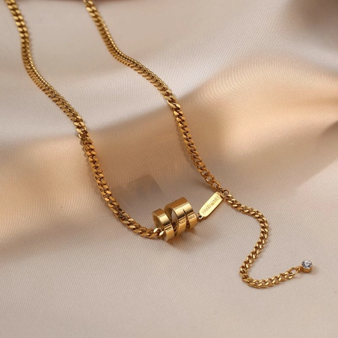 Zylinder Anhänger Halskette Titanstahl Mit Zirkon Wespentaille Geometrie Mode Für Frauen Schmuck