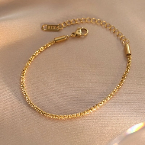 Bracciale A Catena Intrecciata Stellata Acciaio Inossidabile Placcato Oro Regolabile Gioielli Minimalisti Per Donna
