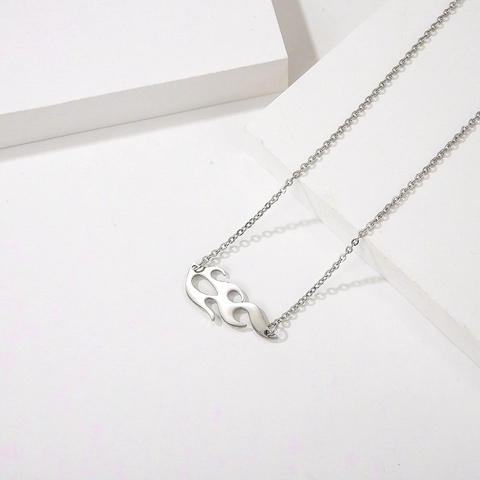 Collar Con Colgante De Llama Acero Inoxidable Punk Hip Hop Streetwear Color Plata Cadena En O Joyería Hombres Mujeres