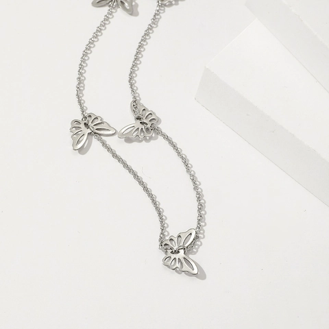 Butterfly Necklace Titanium Steel Hollow Butterfly Pendant Choker Multiple Charms For Women Fashion Jewelry