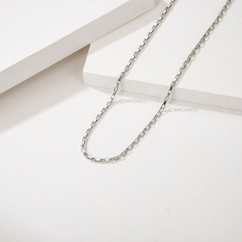 Collier À Mailles Rectangulaires Minimaliste Acier Inoxydable Bijoux Géométriques Pour Femmes Ton Argent Style Moderne
