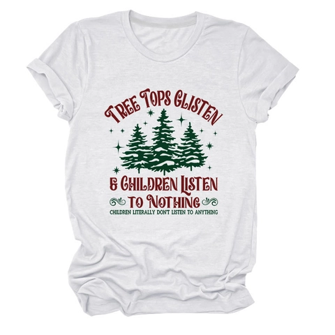 Γυναικείο Χιουμοριστικό T-Shirt με Τύπωμα Χριστουγεννιάτικο Δέντρο Casual Στρογγυλή Λαιμόκοψη Κοντό Μανίκι Εορταστικό Τοπ