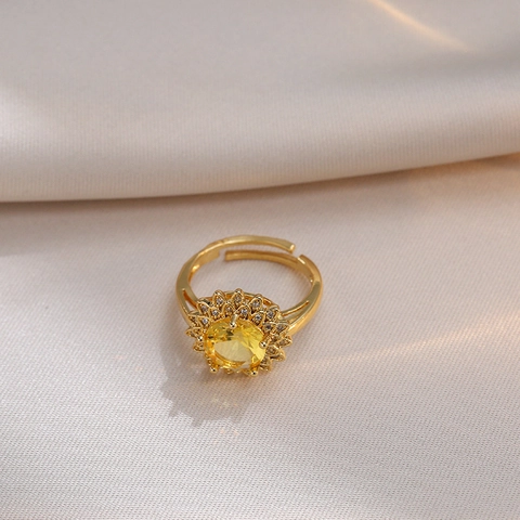 Anello Aperto In Zircone Fiore Trifoglio Lega Regolabile Design Di Nicchia Dolce Gioielli Di Moda Per Donne