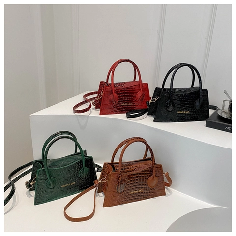 Borsa A Mano Da Donna Con Motivo A Coccodrillo Pelle PU Piccola Borsa A Tracolla A Trapezio Con Tracolla Regolabile