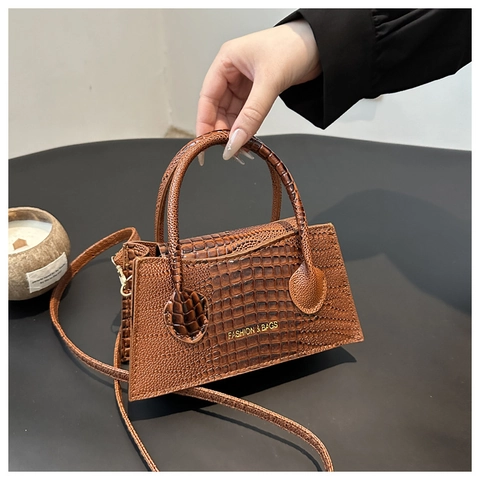 Borsa A Mano Da Donna Con Motivo A Coccodrillo Pelle PU Piccola Borsa A Tracolla A Trapezio Con Tracolla Regolabile
