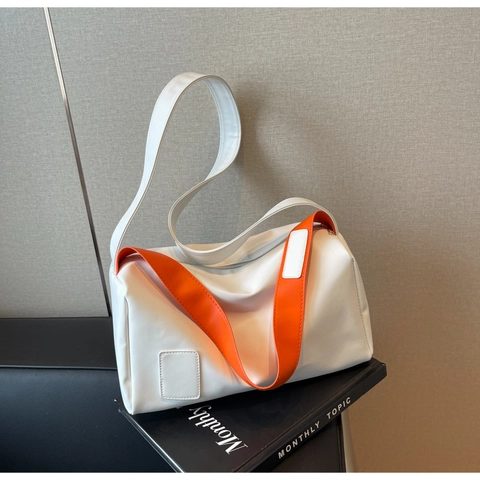 Borsa A Tracolla Cilindrica Da Donna In Pelle PU Tracolla Larga A Contrasto Design Di Nicchia Trendy Grande Capacità