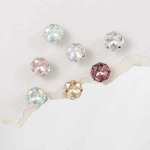 Orecchini a Bottone in Cristallo Taglio a Rosa Acciaio al Titanio Con Perno in Argento Sterling 925 Zirconia Fiori di Ciliegio