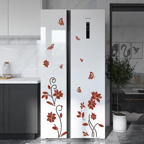 Adesivi Murali Vite Di Fiori Rossi PVC Removibile Decalcomanie Farfalla Per Soggiorno Camera Da Letto Mobili Frigo
