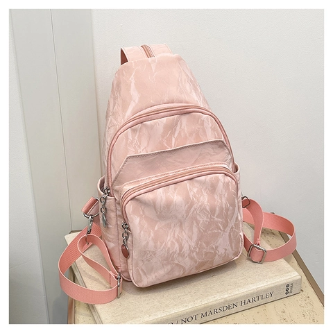 Damen Brusttasche Mit Faltenstruktur Crossbody Sling Tasche Multifunktionale Mode Mini Rucksack Für Den Freizeitgebrauch