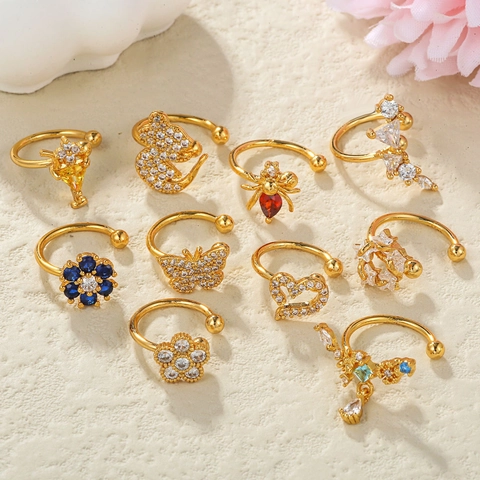 Minimalist Copper Ear Cuffs For Women Non-Pierced Earrings Gold Silver Plated Zirconia Animal Flower Geometric Jewelry