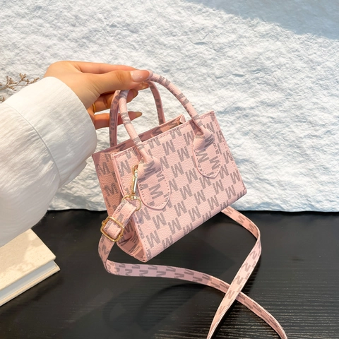 Borsa a Tracolla Mini da Donna Moda Monogramma M Lettera Stampa Borsa in Pelle PU Piccola Borsa Quadrata Con Tracolla