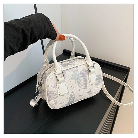 Mini Borsa A Mano Boston Stampa Farfalla Pelle PU Piccola Borsa A Tracolla Per Donne Elegante Motivo Stella Manico Superiore