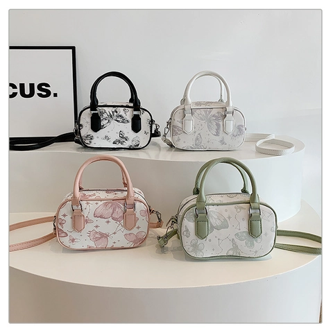 Mini Borsa A Mano Boston Stampa Farfalla Pelle PU Piccola Borsa A Tracolla Per Donne Elegante Motivo Stella Manico Superiore