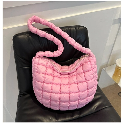 Bolso de Axila de Nube Acolchado para Mujer Bolso de Mano Hobo de Nylon Puffer de Moda Bolso de Hombro de Color Sólido para Viajes