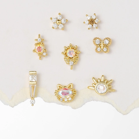 Kat Bloem Vlinder Helix Stud Oorbellen Met Roestvrijstalen Oorsteker En Zirkonia Kleine Zoete Sieraden Voor Dames
