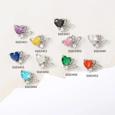 Mini Heart Butterfly Colorful Zirconia Stud Earrings For Women Copper Exquisite Hollow Bowknot Small Earbone Nail Jewelry