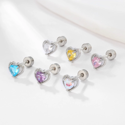 Funkelnde Herz Zirkonia Tragus Ohrringe Edelstahl Barbell Schraubverschluss Bunte Kristall Kleine Stecker Für Damen Piercing Schmuck