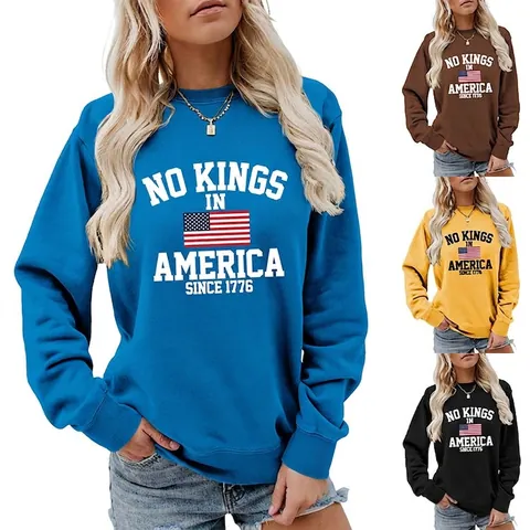 Sweatshirt Femme Pull Top Mélange Coton Polyester Col Rond Manches Longues Streetwear Américain Retro Vintage Imprimé Graphique