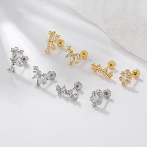 Zirkon Schmetterling Krone Ohrstecker Mit Edelstahl Ohrstecker Schraubverschluss Trendiger Tägliche Schmuck Für Frauen