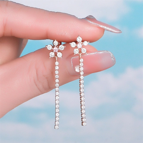 Gänseblümchen Blumenohrstecker Zirkon Quaste Drop Elegante Emaille Florale Schmuck Mit Edelstahl Ohrring Post Für Frauen