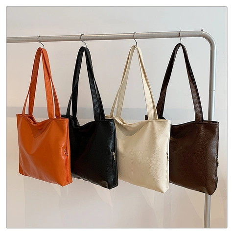 Borsa Tote da Donna Grande Capacità in Pelle PU Minimalista Texture Litchi Borsa a Tracolla Versatile per Ufficio e Lavoro