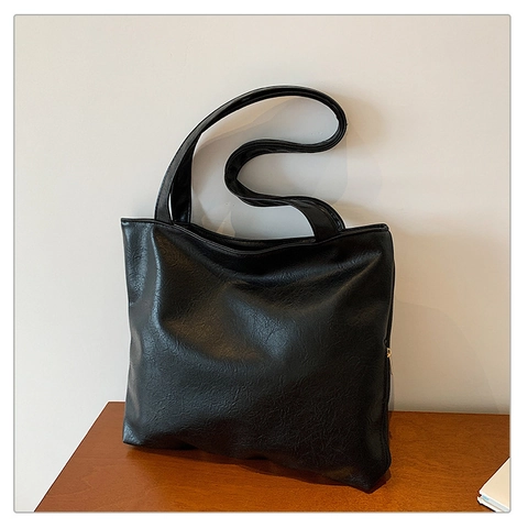 Borsa Tote da Donna Grande Capacità in Pelle PU Minimalista Texture Litchi Borsa a Tracolla Versatile per Ufficio e Lavoro