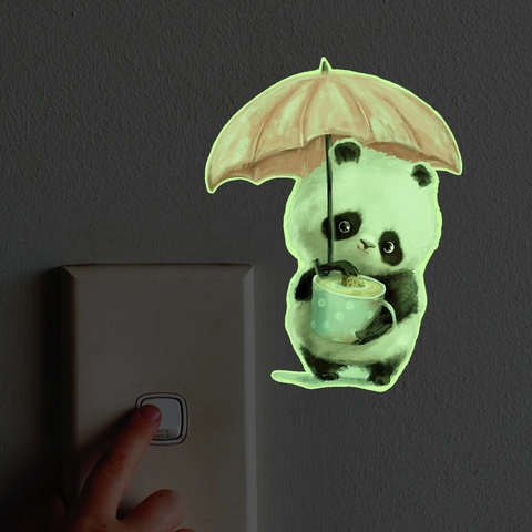 Simpatico Panda Adesivo Per Interruttore Luminoso Glow In The Dark Decalcomania Da Muro PVC Per Camera Da Letto