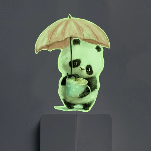 Simpatico Panda Adesivo Per Interruttore Luminoso Glow In The Dark Decalcomania Da Muro PVC Per Camera Da Letto