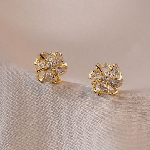 Windmolen Oorknopjes Van Verguld Koper Met Marquise Zirkonia Koreaanse Stijl Minimalistische Sieraden Voor Vrouwen Cadeau