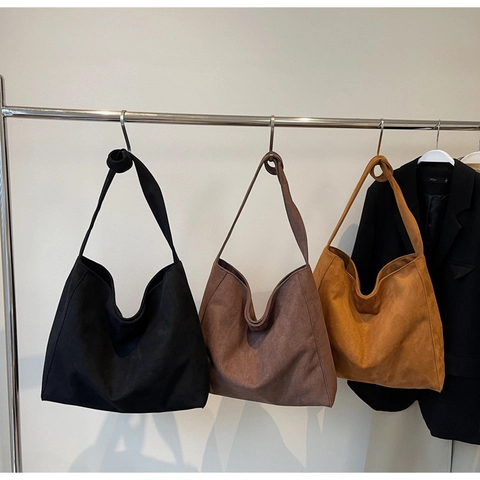 Bolso Tote Grande Minimalista Textura Gamuza Cuero PU Mate Bolso Hobo Suave Bolso De Hombro Para Uso Diario