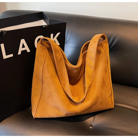 Bolso Tote Grande Minimalista Textura Gamuza Cuero PU Mate Bolso Hobo Suave Bolso De Hombro Para Uso Diario