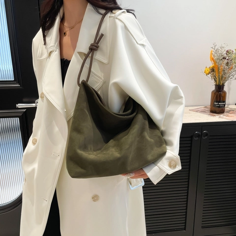 Large Capacity Canvas Tote Bag For Women Retro Minimalist Shoulder Bag Daily Commute Hobo Bag With Knotted Strap Casual Top Handle Bag