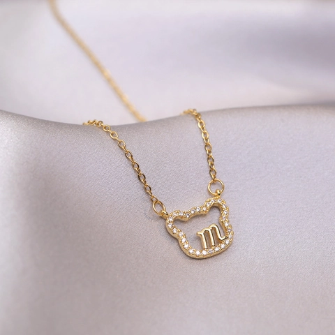 Collana Con Ciondolo A Forma Di Orso Cavo In Acciaio Al Titanio Con Zircone Simbolo Scorpione M Gioielli Alla Moda Per Donna