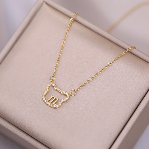 Collana Con Ciondolo A Forma Di Orso Cavo In Acciaio Al Titanio Con Zircone Simbolo Scorpione M Gioielli Alla Moda Per Donna