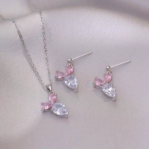 Collana Pendente Carota Coniglio Zircone Rosa Strass Acciaio Inossidabile Gioielli Stile Coreano Per Donne