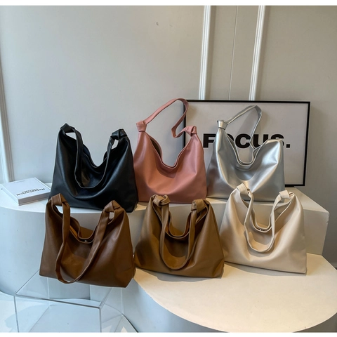 Dames Grote Capaciteit Lychee Patroon PU Lederen Tote Tas Minimalistisch Geknoopt Schouder Hobo Tas Casual Handtas