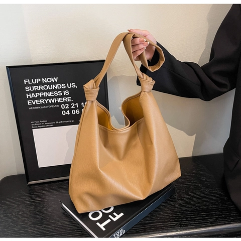 Dames Grote Capaciteit Lychee Patroon PU Lederen Tote Tas Minimalistisch Geknoopt Schouder Hobo Tas Casual Handtas