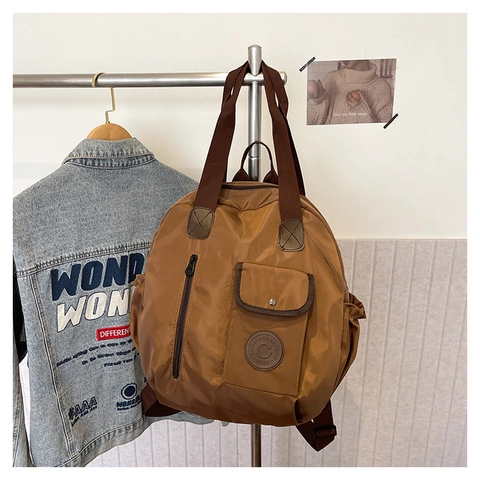 Women Large Capacity Nylon Backpack Lightweight Waterproof Travel Bag Multi-Pocket Versatile Double Shoulder Handbag