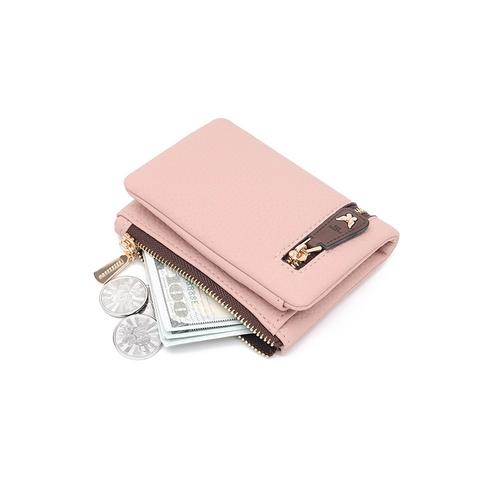 Portafoglio Corto da Donna Motivo Litchi in Ecopelle Porta Monete Con Cerniera a Farfalla Porta Carte Multifunzionale Clutch