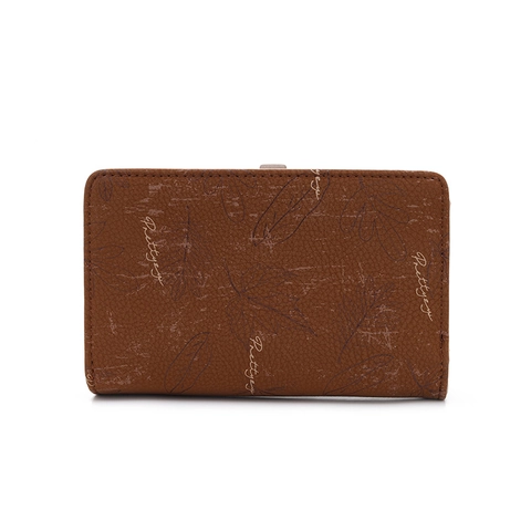Portafoglio da Donna in Pelle PU di Media Lunghezza con Stampa a Foglia Bifold Portamonete con Pendaglio in Metallo a Foglia