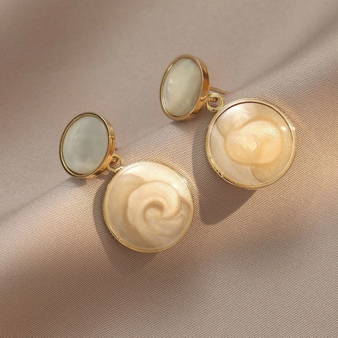 Vintage Round Drop Earrings With 925 Sterling Silver Earring Post Embossed Rose Pattern Elegant Jewelry For Women