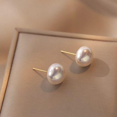 Boucles D'oreilles Puces En Perles D'eau Douce Blanches Cuivre Pour Femmes Avec Tige En Argent Sterling 925