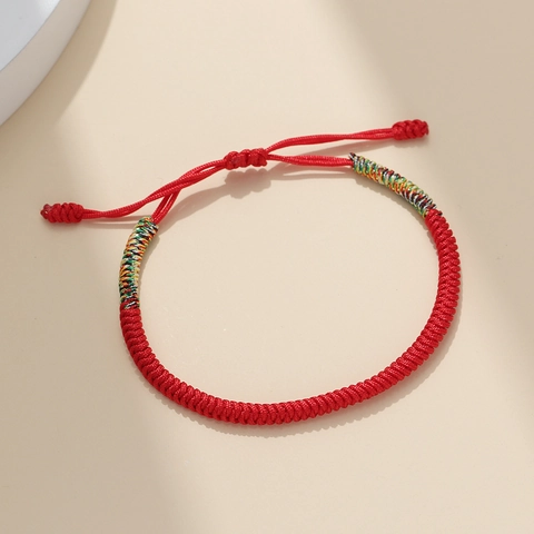 Handmade Woven Red Rope Bracelet Five Color Thread Braided Adjustable Knot Lucky Jewelry For Women Men
