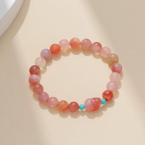 Natural Amethyst Fluorite And Yanyuan Agate Beaded Bracelet Fashion Round Stone Hand String For Women