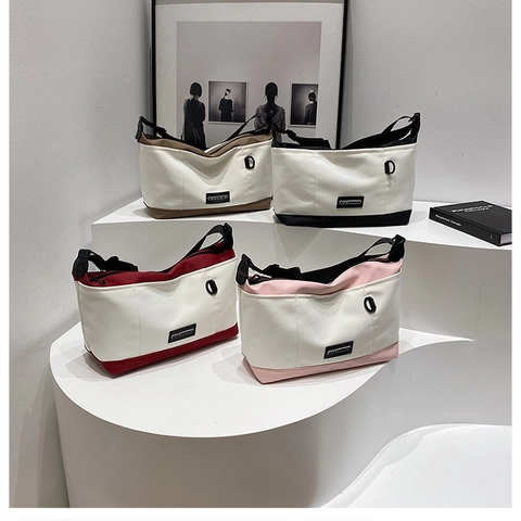 Bolso Tote de Mujer Gran Capacidad en Tela Compuesta Color de Contraste Casual Bolso de Hombro Bandolera Para Escuela Viajes