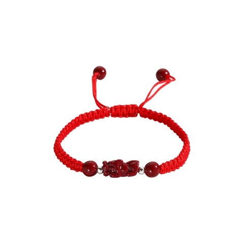 Bracelet Corde Rouge Fait Main Avec Perles Argentées Et Pendentif Pi Xiu Bracelet De Chance Ajustable Pour Femmes Hommes