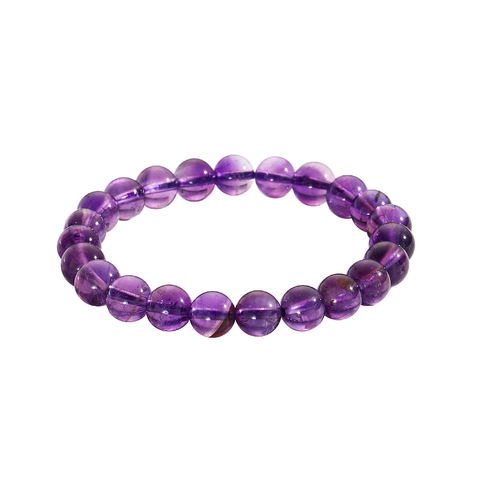 Natural Amethyst Beaded Bracelet Uruguay Deep Purple Gemstone Healing Crystal Jewelry For Women Elegant Simple Style